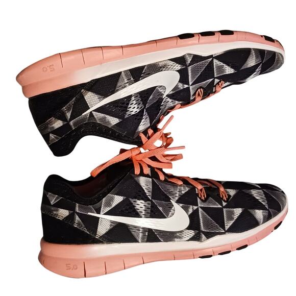 Nike Womens Free 5.0 Trainer Fit Black White Pink Running Shoes Size 10 EUC - Picture 5 of 9